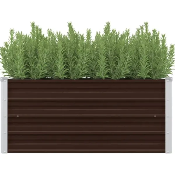 Outlet Odlingslåda upphöjd brun 100x40x45 cm galvaniserat stål Krukor & Växtbehållare