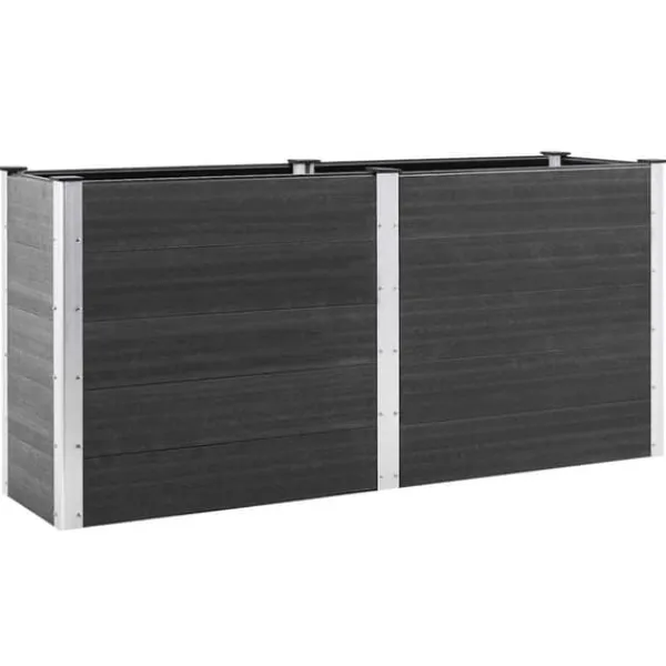 vidaXL Odlingslåda upphöjd grå 200x50x91 cm WPC