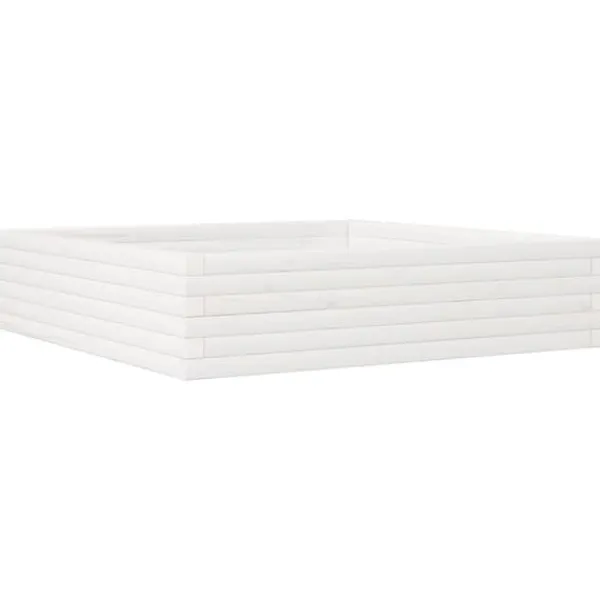 vidaXL Odlingslåda vit 100x100x23 cm massiv furu