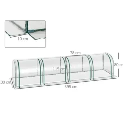 Outsunny Folietält Växthus med dörr Odlingstält Stativ PVC Transparent 395 x 100 x 80 cm