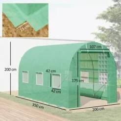 Discount Outsunny Folietunnel VCxthus GrCn 350x200x200cm PE/Stahl Växthus