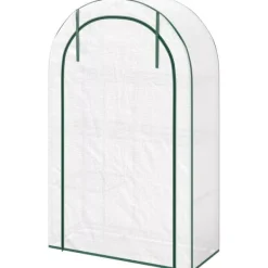 Best Outsunny Växthus 100x45x160cm - Vitt Folieväxthus med Hyllyor och Dörr Växthus