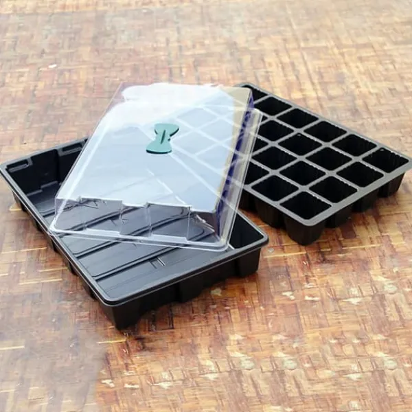 Best 3-pack 24 celler plantor plantlåda plast blomträdgård plantskola kruka planteringsfrölåda kit med lock trädgårdsodlingslåda Kit För Växt- & Örtplantering