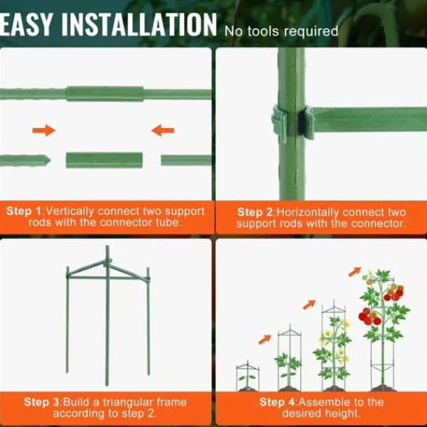 6-pack tomatburar, 48" stödbur för tomatplantor, hållbar trädgårdslösning, lätt att installera