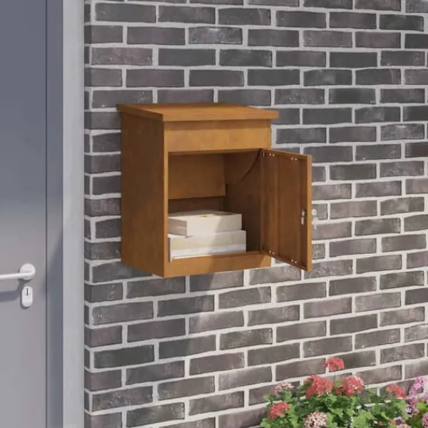 Hot Paketbox Rostig 44 x 35 x 59 cm cortenstål Postlådor & Brevlådor