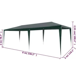 Outlet Partytält 3x6 m - UV- och vattenresistent | Färg: Grön | Storlek: 3x6 m Tält & Lusthus