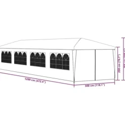Partytält 3x12 m antracit - UV- och vattenbeständigt | Färg: Antracit | Storlek: 3x12 m
