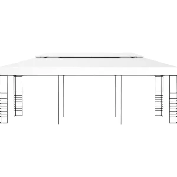 Paviljong för utomhusbruk 6x3 m - Solskydd och regnskydd | Färg: Vit | Storlek: 6x3 m