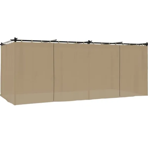 Outlet Paviljong med draperi taupe 6x3 m stål Valvbågar, Spaljéer, Bersåer & Pergolor