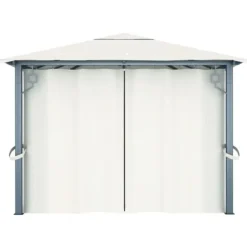Paviljong med draperier 400 x 300 cm gräddvit aluminium - Paviljong - Paviljonger - Home & Living