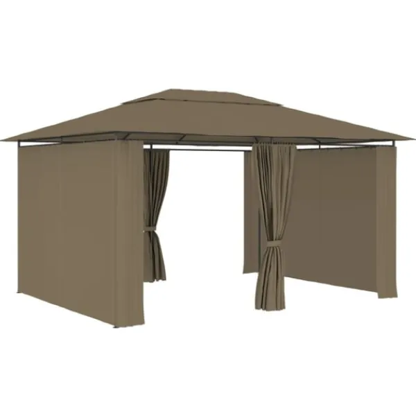 vidaXL Paviljong med draperier 4x3 m taupe 180 g/m²