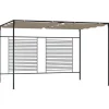 Clearance Paviljong med infällbart tak - Stabil utomhuslösning | Färg: Taupe | Storlek: 3x4x2,3 m Valvbågar, Spaljéer, Bersåer & Pergolor