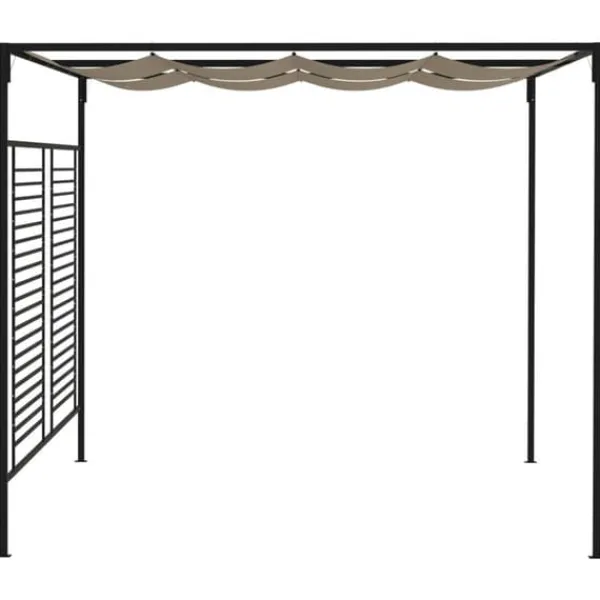 Clearance Paviljong med infällbart tak - Stabil utomhuslösning | Färg: Taupe | Storlek: 3x4x2,3 m Valvbågar, Spaljéer, Bersåer & Pergolor