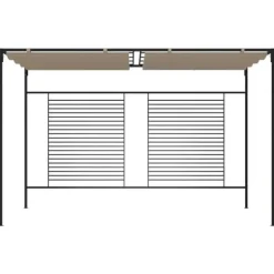 Clearance Paviljong med infällbart tak 3x4x2,3 m taupe 180 g/m² Valvbågar, Spaljéer, Bersåer & Pergolor
