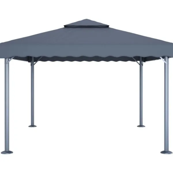 Online Paviljong med ljusslinga LED 400x300 cm antracit aluminium Tält & Lusthus