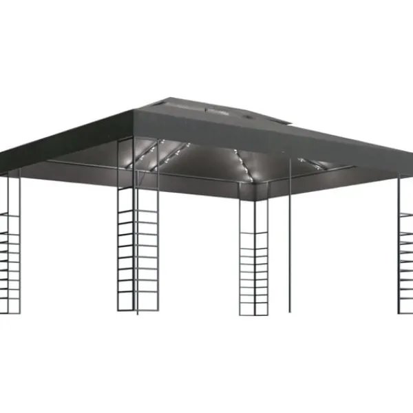 vidaXL Paviljong med ljusslinga LED 3x4 m antracit