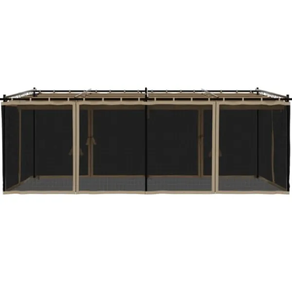vidaXL Paviljong med nätväggar taupe 6x3 m stål