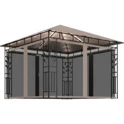 New Paviljong myggnät och ljusslinga LED 3x3x2,73 m taupe 180 g/m² - Paviljong - Paviljonger - Home & Living Tält & Lusthus