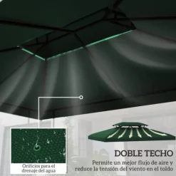 Paviljong/Gazebo Ersättningstak - 4 x 3 m - Dubbelt Tak - UV-skydd - Grön Tält & Lusthus