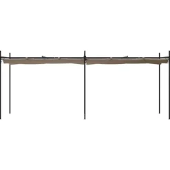 Pergola med infällbart tak taupe 589x292x230 cm Valvbågar, Spaljéer, Bersåer & Pergolor