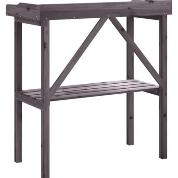Online Planteringsbord - - 78x38x82,5 cm - Furu - Grå - Trädgårdsmöbel Planteringsbänkar