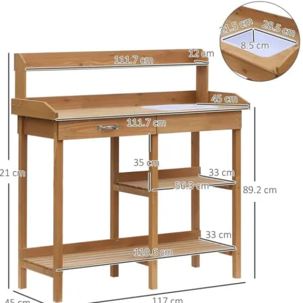 Hot Planteringsbord med balja, trä, 112 cm högt – stabilt & väderbeständigt Planteringsbänkar