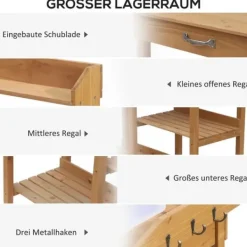 Hot Planteringsbord med balja, trä, 112 cm högt – stabilt & väderbeständigt Planteringsbänkar