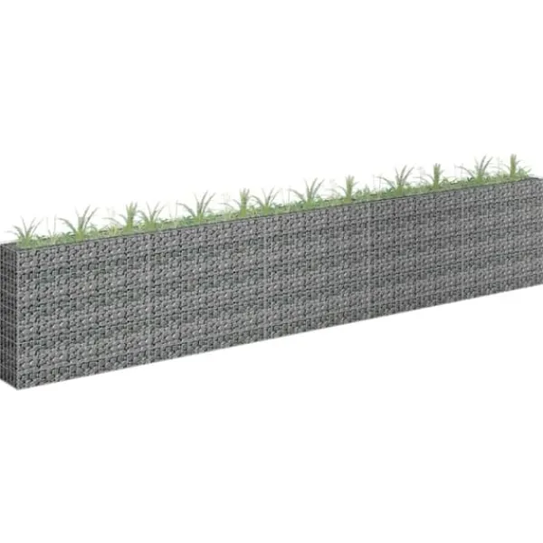 vidaXL Planteringsgabion upphöjd galvaniserat stål 450x30x90 cm