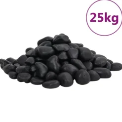 vidaXL Polerad småsten 25 kg svart 2-5 cm