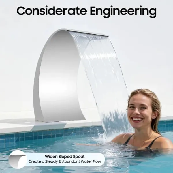Best Poolvattenfall - Vattenfallblad - Metall - Kaskadeffekt - För Swimmingpool - Silver Fontäner & Dammar