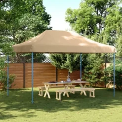 New Pop-Up hopfällbart partytält 440x292x315 cm | Färg: Beige | Perfekt för utomhusevent Tält & Lusthus