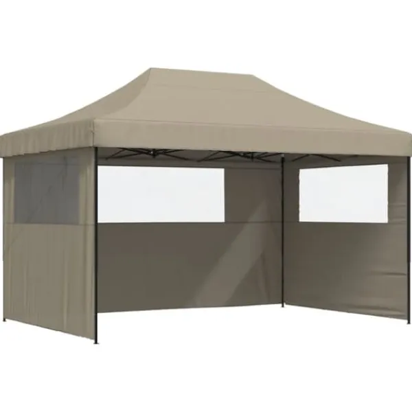 Outlet Pop-Up hopfällbart partytält med 3 sidoväggar - Utomhustält | Färg: Taupe | Storlek: Standard Tält & Lusthus