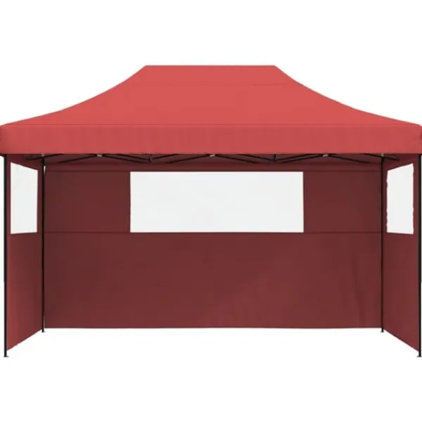 Hot Pop-Up hopfällbart partytält med 3 sidoväggar vinröd Tält & Lusthus