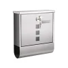 Postbox, väggmonterad brevlåda, kapslat lås med kopparkärna, tidningshållare, visningsfönster och namnskylt, enkel att installera, silver