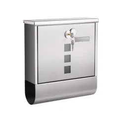Postbox, väggmonterad brevlåda, kapslat lås med kopparkärna, tidningshållare, visningsfönster och namnskylt, enkel att installera, silver