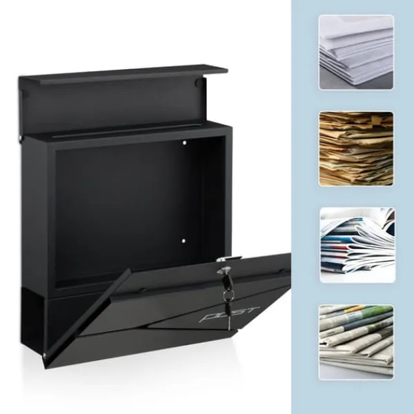 Outlet Postlåda med tidningsfack, 38x37x12 cm, Metall Postlådor & Brevlådor
