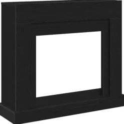 Öppen spisinsats i svart ek - Dekorativ spiselkrans för LED-låga | Färg: Svart | Storlek: 100x30x87,5 cm