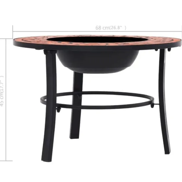 Clearance Öppna spisar - Living Eldfat med mosaik terrakotta 68cm keramik Öppna Spisar