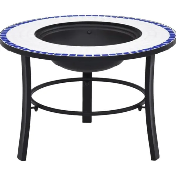 Hot Öppna spisar - Living Eldfat med mosaik blå och vit 68cm keramik Öppna Spisar