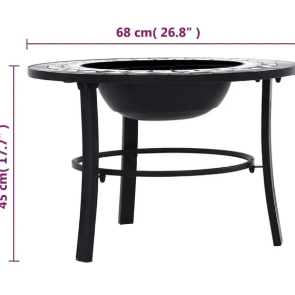 Sale Öppna spisar - Living Eldfat med mosaik svart och vit 68cm keramik Öppna Spisar