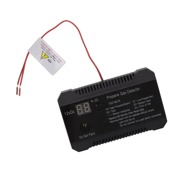 Propangasdetektor för husbil med högt 85dB larmljud - UL-certifierad sensor (svart)