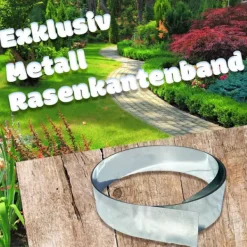 Outlet Rabattkant, Gräskant, Trädgårdskant, Kantplåt, Gräsmattkant metall Alu/Zink (längd 10m 15m / höjd 15cm 20cm 25cm), Längd GS:10 m, Bred:15 cm Kit För Växt- & Örtplantering