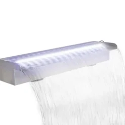 Rektangulärt Vattenfall Poolfontän med LEDs i rostfritt stål 60 cm - Poolfontän - Poolfontäner - Home & Living