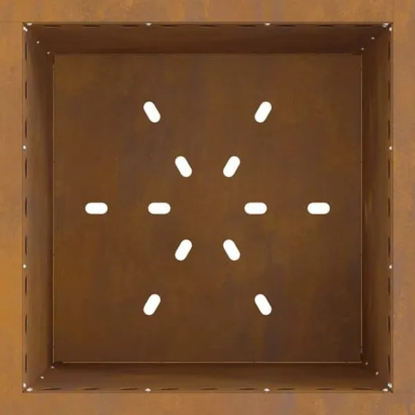 Sale Rökfri fyrkantig eldstad i väderbeständigt stål | Storlek: 48x48x50 cm | Färg: Rustik finish Öppna Spisar