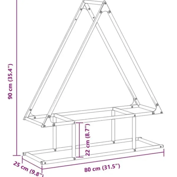 New Robust vedställ i antracit - Kallvalsat stål för vedförvaring | Storlek: 80x25x90 cm | Färg: Antracit Tillbehör Till Vedeldade Kaminer & Öppna Spisar