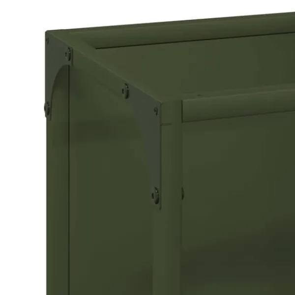 Hot Robust vedställ i olivgrön | Material: Kallvalsat stål | Storlek: 25x25x60 cm Tillbehör Till Vedeldade Kaminer & Öppna Spisar