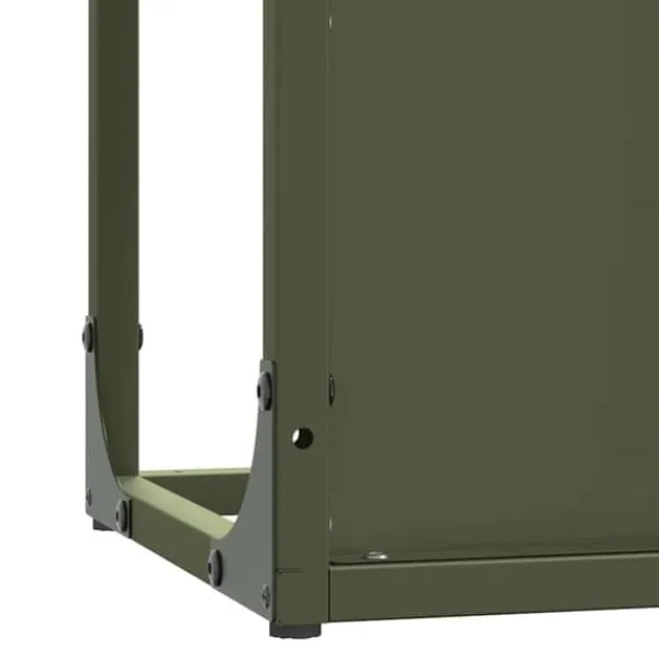Hot Robust vedställ i olivgrön | Material: Kallvalsat stål | Storlek: 25x25x60 cm Tillbehör Till Vedeldade Kaminer & Öppna Spisar