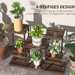 Best Rootz Flower Stand med 4 nivåer - 4 -stegs växtstativ - Blommorpotthållare - Stable & Elegant - 80 cm x 24 cm x 61,5 cm Växtställ