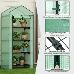 Rootz Greenhouse With Rollers - Foil Shelter - Plant Grow House - Skyddar från UV & Frost - 70x163x50cm, grönt, svart Växthus