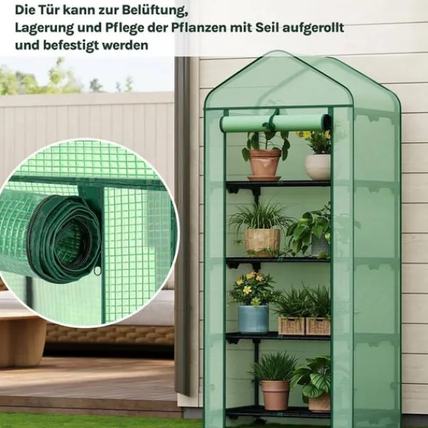 Rootz Greenhouse With Rollers - Foil Shelter - Plant Grow House - Skyddar från UV & Frost - 70x163x50cm, grönt, svart Växthus